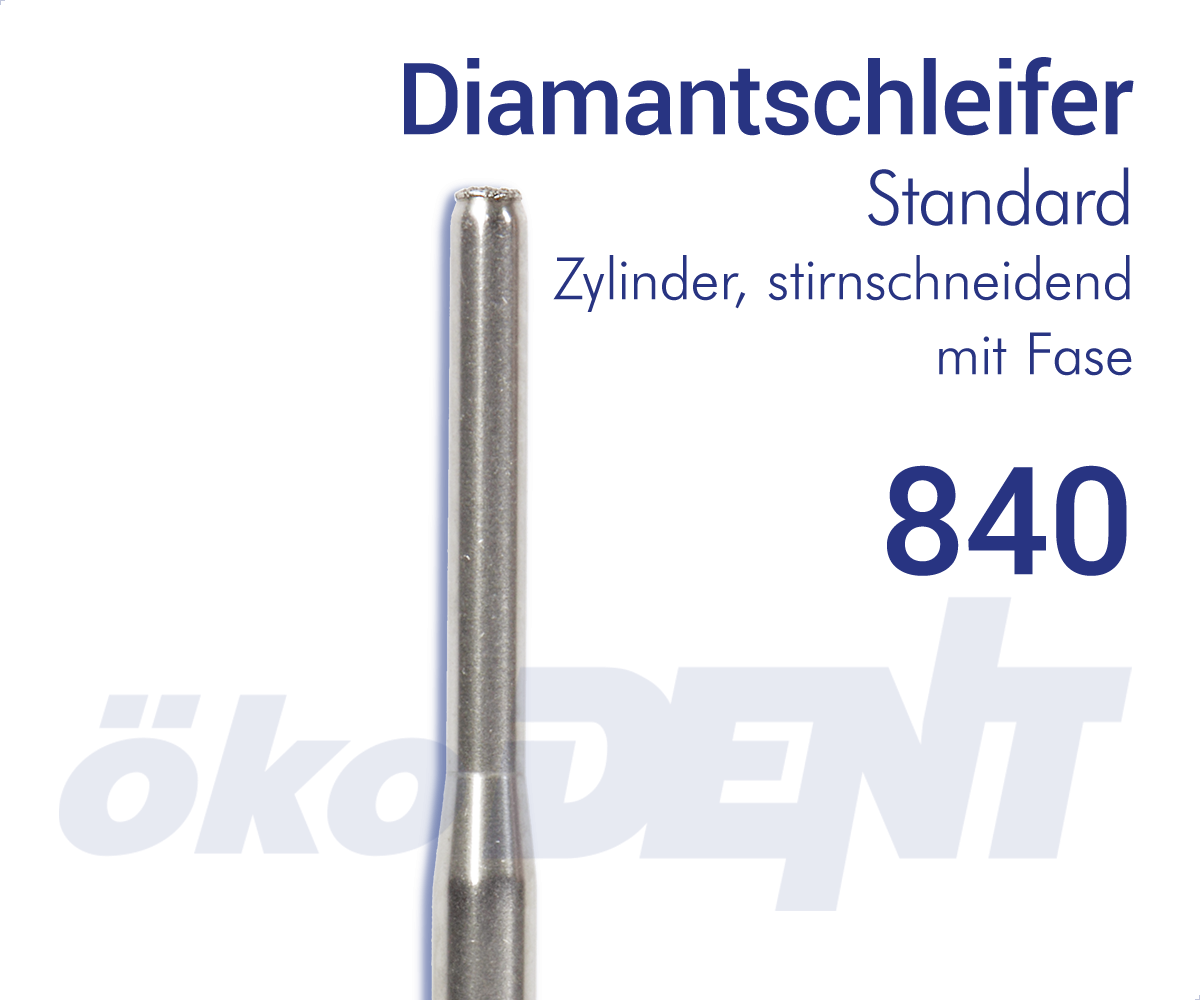 Standard-Diamant 840 - Zylinder, Stirn schneidend – ökoDENT, Diamond Burs