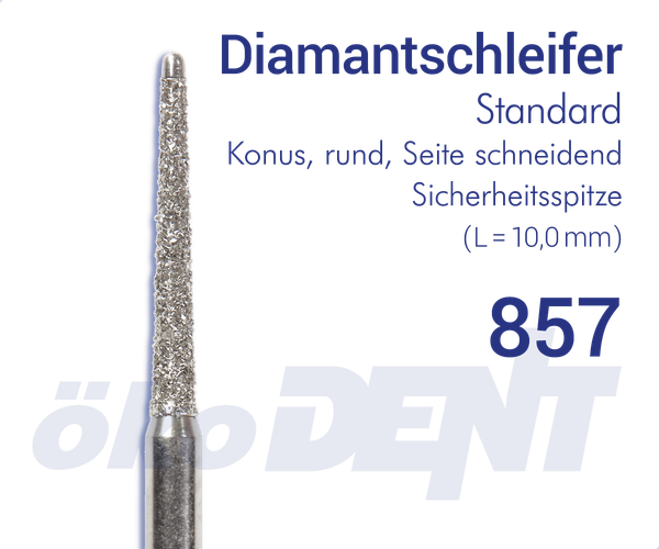 Standard-Diamant 857 - Konus, rund, Seite schneidend - Sicherheitsspitze