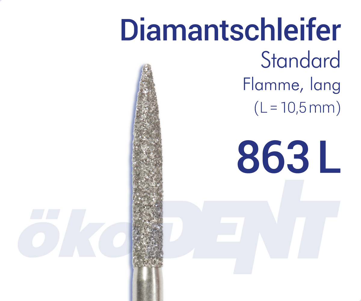 Standard-Diamant 863L - Flamme, lang – ökoDENT, Diamond Burs