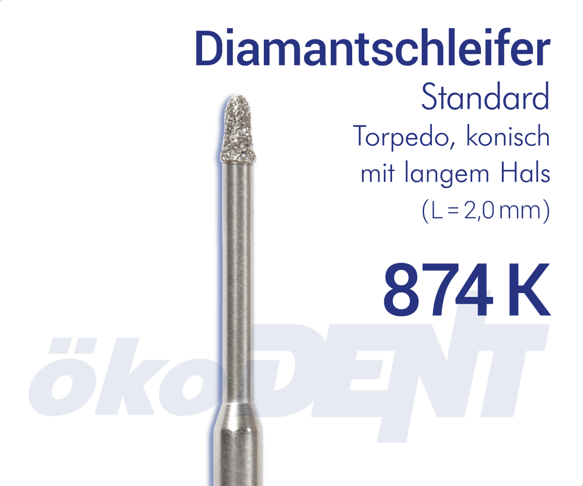 Standard-Diamant 874K - Torpedo, konisch, mit langem Hals – ökoDENT, Diamond Burs