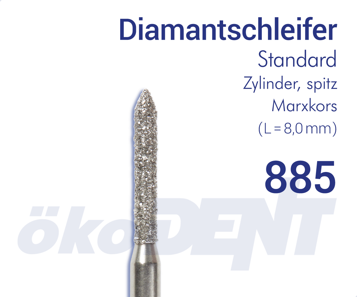 Standard-Diamant 885 - Zylinder, spitz - Marxkors – ökoDENT, Diamond Burs