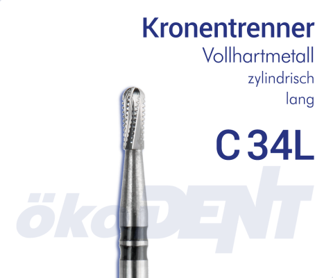 Hartmetall-Kronentrenner C34L - Zylinder, rund, lang