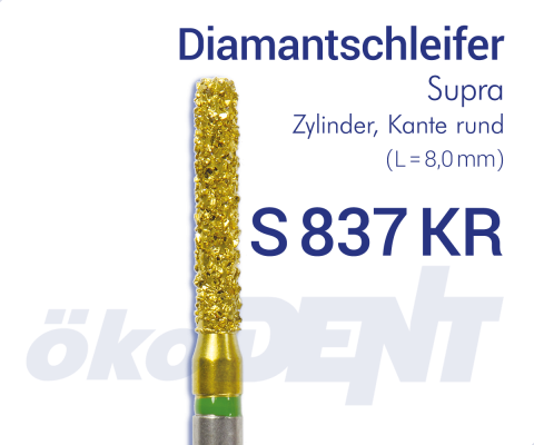 Supra-Diamant S837KR - Zylinder, Kante rund – ökoDENT, Diamond Burs
