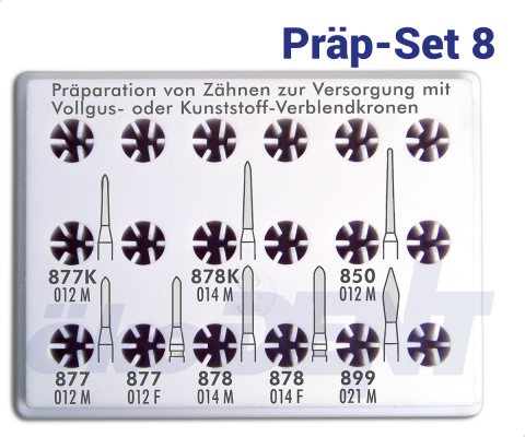 Präp-Set 8 - für Zähne mit Vollguß- und Kunststoff-Verbundkronen