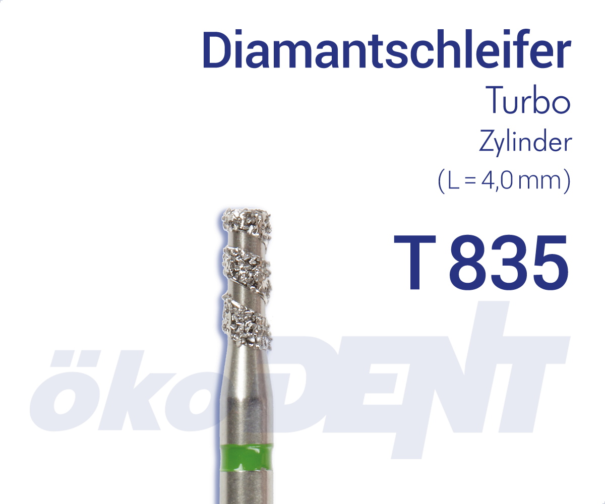 Turbo-Diamant T835 - Zylinder – ökoDENT, Lab Rotary Instruments