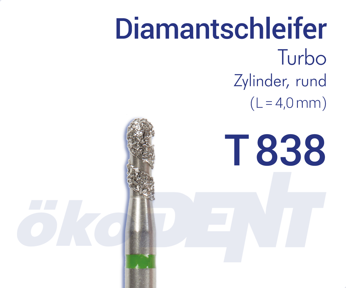 Turbo-Diamant T838 - Zylinder, rund – ökoDENT, Diamond Burs
