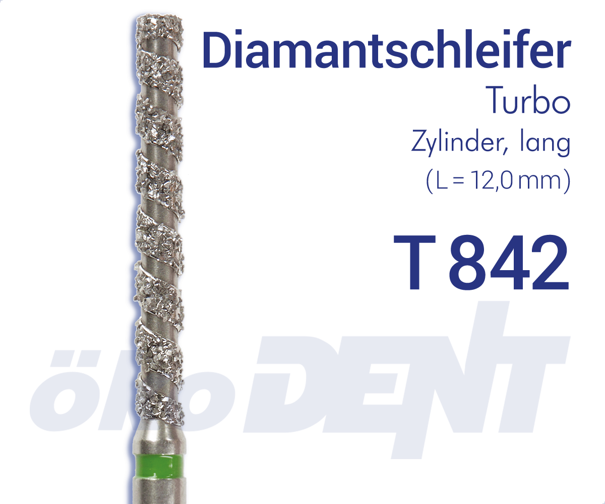 Turbo-Diamant T842 - Zylinder, lang – ökoDENT, Diamond Burs