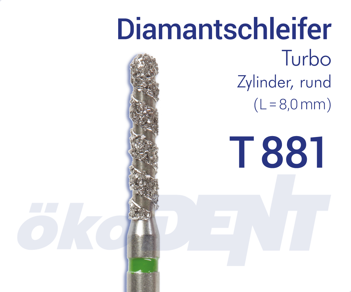 Turbo-Diamant T881 - Zylinder, rund – ökoDENT, Diamond Burs