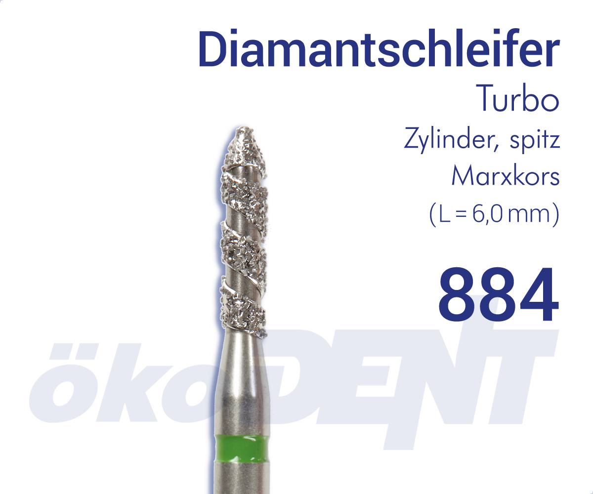 Turbo-Diamant T884 - Zylinder, spitz - Marxkors – ökoDENT, Lab Rotary Instruments