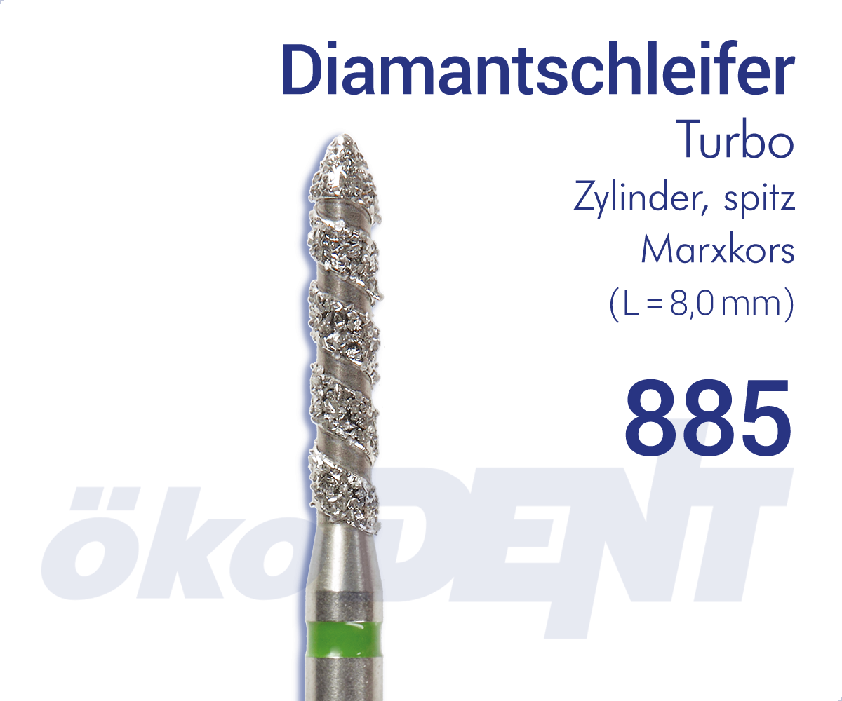Turbo-Diamant T885 - Zylinder, spitz - Marxkors – ökoDENT, Diamond Burs