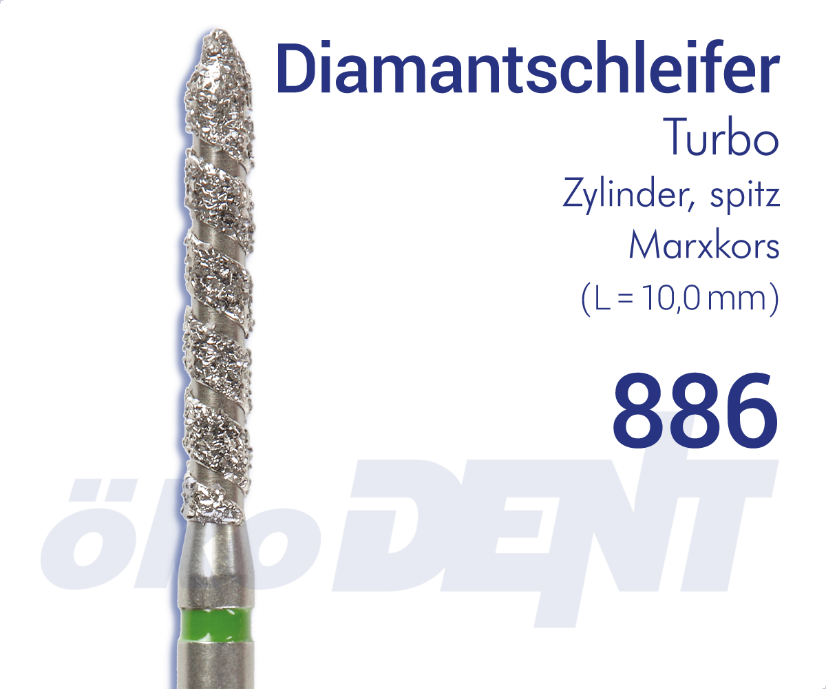 Turbo-Diamant T886 - Zylinder, spitz - Marxkors – ökoDENT, Lab Rotary Instruments