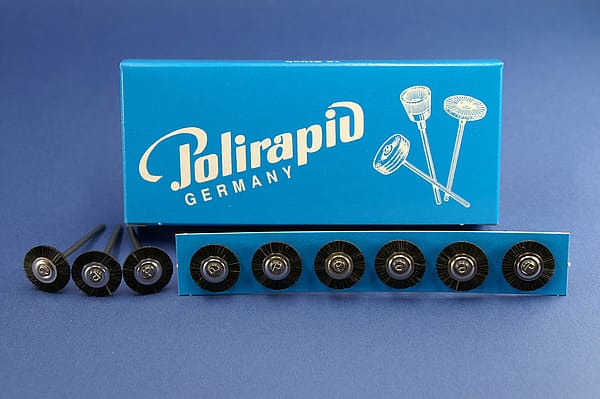 Miniaturbürsten mit Handstück, Borste schwarz, Ø 17 mm, 111/17 mm H, 12 Stück MBH 11 100 – POLIRAPID – DR. MONTEMERLO GMBH & CO KG, Polishing Brushes, Buffs
