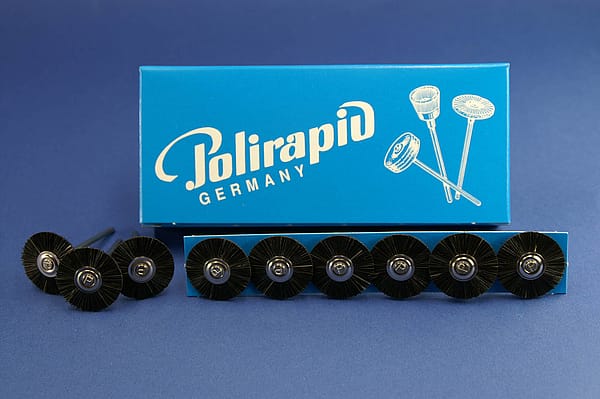 Miniaturbürsten mit Handstück, Borste schwarz, Ø 23 mm, 111/23 mm H, 12 Stück MBH 11 400 – POLIRAPID – DR. MONTEMERLO GMBH & CO KG, Polishing Brushes, Buffs