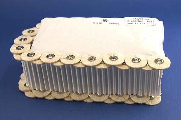 Miniaturbürsten mit Handstück, Ziegenhaar weiß, Ø 25 mm, 112/25 mm H, 100 Stück MBH 12 509