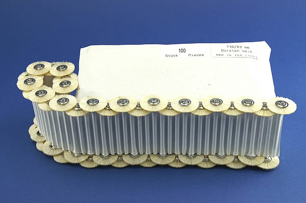 Miniaturbürsten mit Handstück, Borste weiß, Ø 23 mm, 110/23 mm H, 100 Stück MBH 10 409