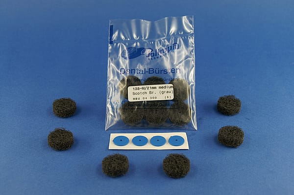 Miniaturbürsten unmontiert, 1 Scheibe 3M Scotch-Brite™ medium (grau), Ø 23 mm