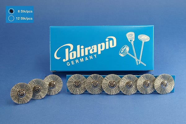 Miniaturbürsten mit Handstück, Silberdraht, Ø 25 mm, 117/25 mm H, 6 Stück MBH 78 500