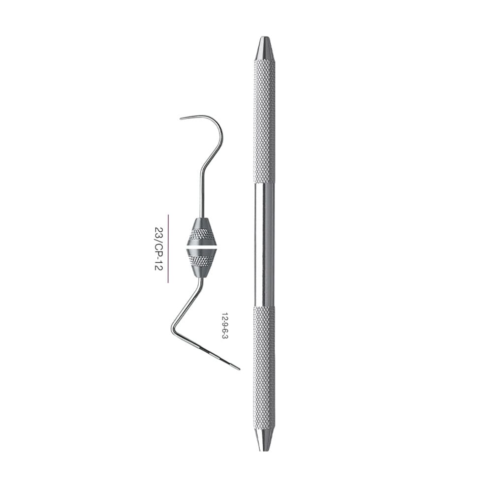 EXPROS, Explorer N° 23 Sondes CP-12, graduations noires, 12-9-6-3 mm, manche acier satiné – Precision Dental, Explorers