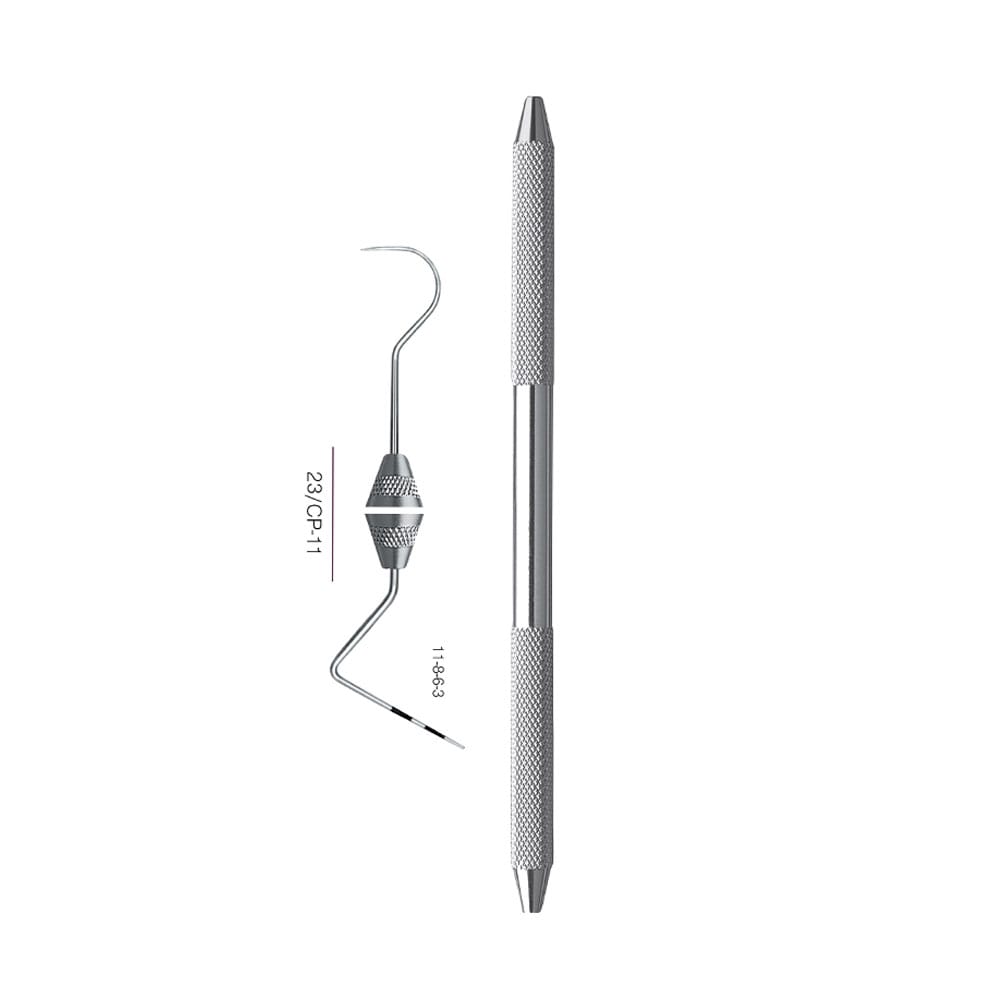 EXPROS Explorer #23 CP-11 Probes, Black markings, 11-8-6-3 mm, Handle Satin Steel – Precision Dental, Explorers