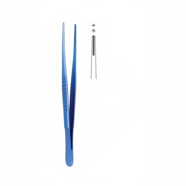 Tissue pliers, DeBakey, Titanium, multiple teeth, straight, 150mm