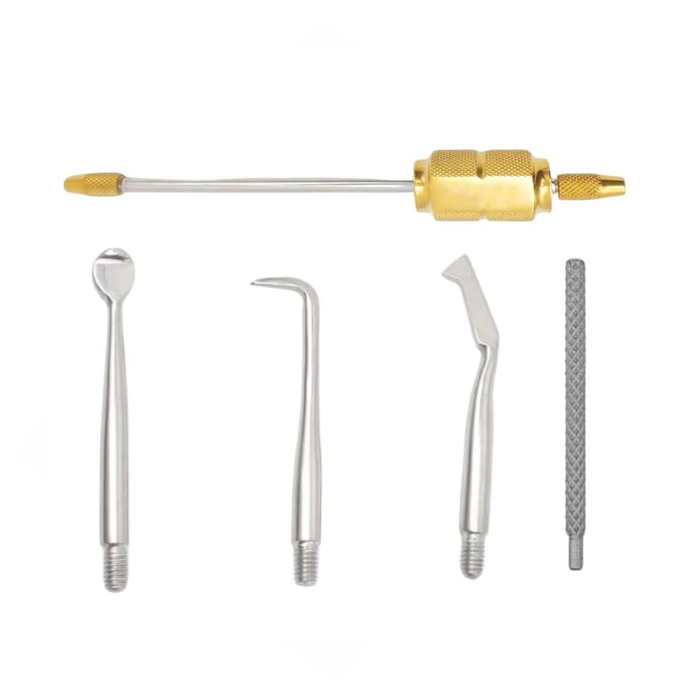 Dental Morrell Kronenentferner, manueller Kronenentferner für wurzelbehandelte Zähne, kontrollierter Kraft-Kronenentferner, 3 Aufsätze und Einstellschlüssel – Precision Dental, Chirurgische Instrumente