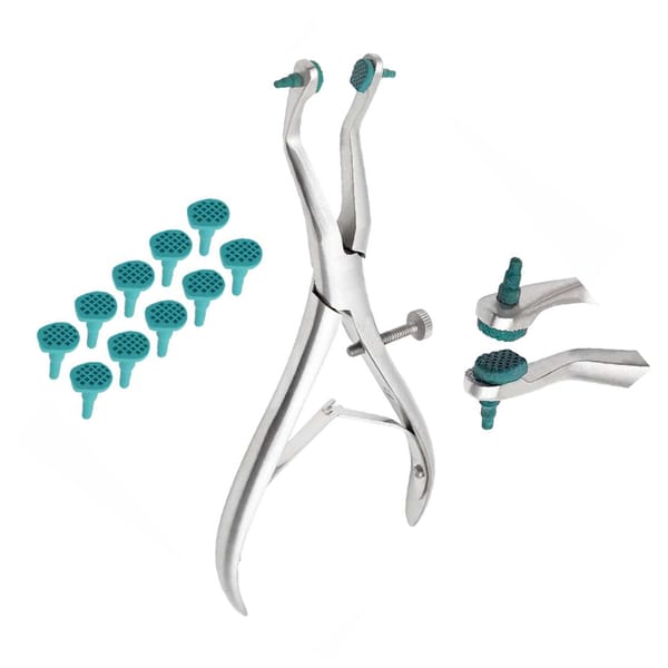Temporary Crown Remover & Gripper Pliers with Pack of 10 Soft Silicone Pads
