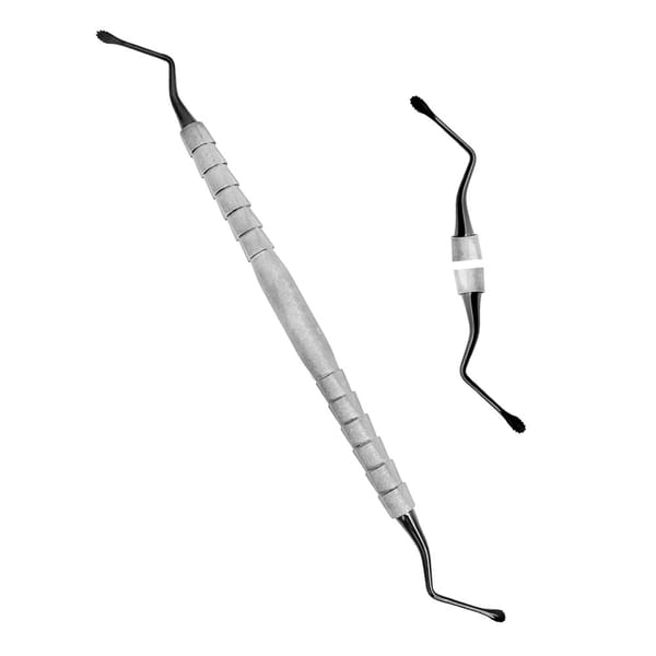 Lucas Knochenlöffel mikrogezahnt 3 mm, titanbeschichtete Spitzen