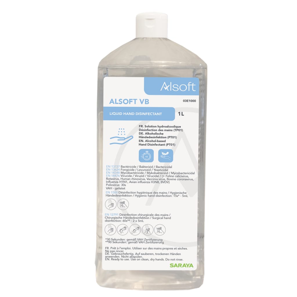 SARAYA Alsoft VB – Händedesinfektion, für MDS-1000, 1 l – RUNDAS GmbH, Händedesinfektion