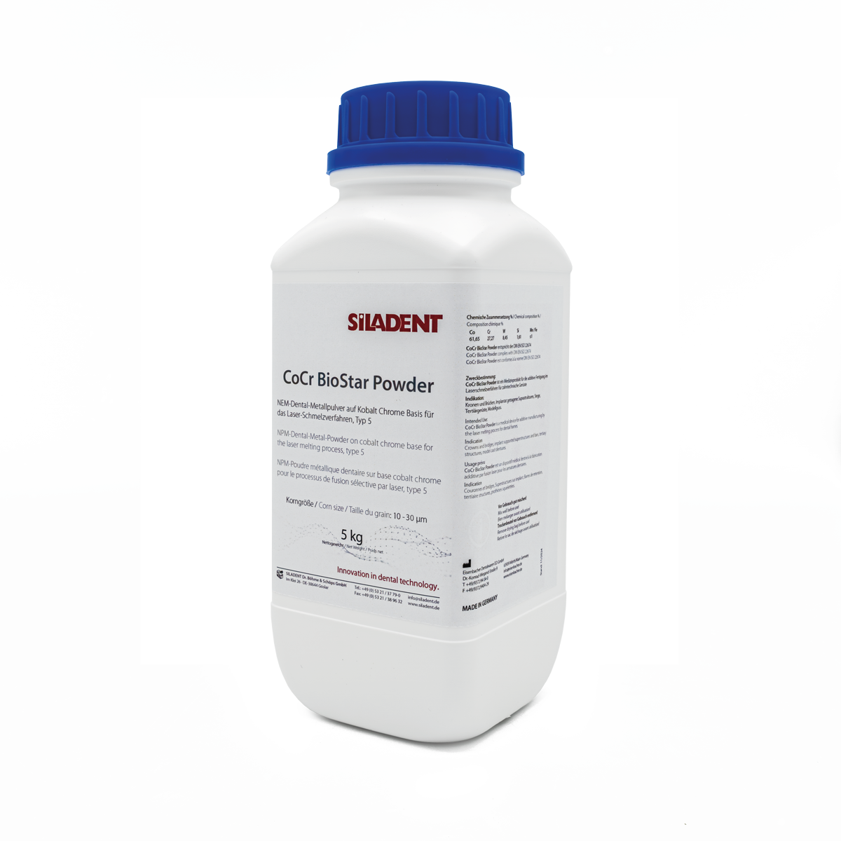 CoCr BioStar powder 10 - 30 µm – SILADENT Dr. Böhme & Schöps, Non-Precious Metal (CoCr)