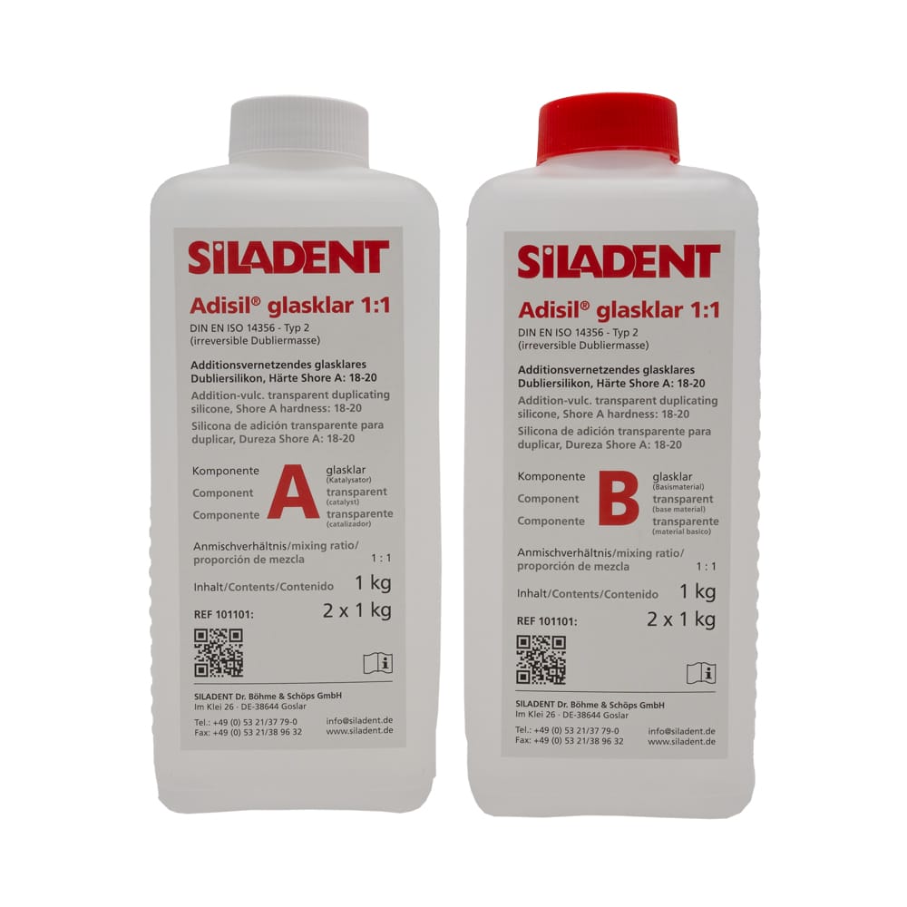 Adisil® glasklar 1 : 1 – SILADENT Dr. Böhme & Schöps, Duplicating Materials and Duplicating Flasks