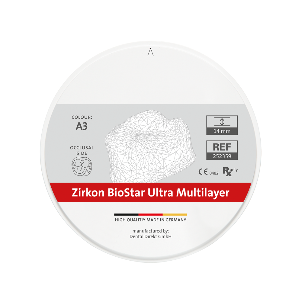 Zirkon BioStar ULTRA Multilayer Ø 98.5 mm, colour A3 – SILADENT Dr. Böhme & Schöps, Zirconia