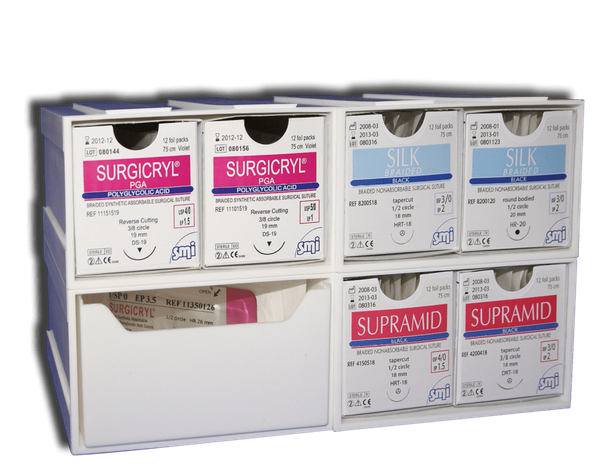 Support pour matériel de suture en pochettes