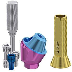 Set 30° angled multi unit abutment D-type with CAD/CAM long sleeve