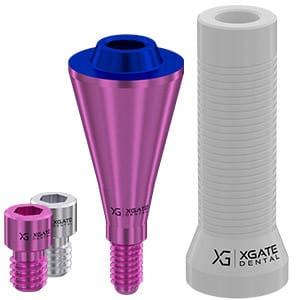 Set straight multi unit abutment V-type Conical Mini with castable sleeve