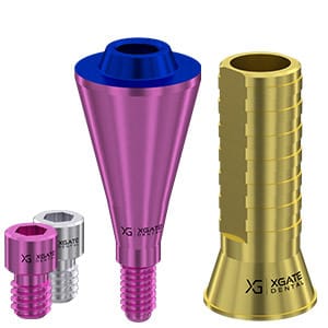 Set straight multi unit abutment V-type Conical Mini with temporary sleeve