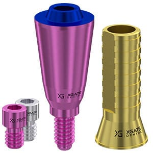 Set straight multi unit abutment V-type Conical Regular with temporary sleeve – XGATE DENTAL, Abutments